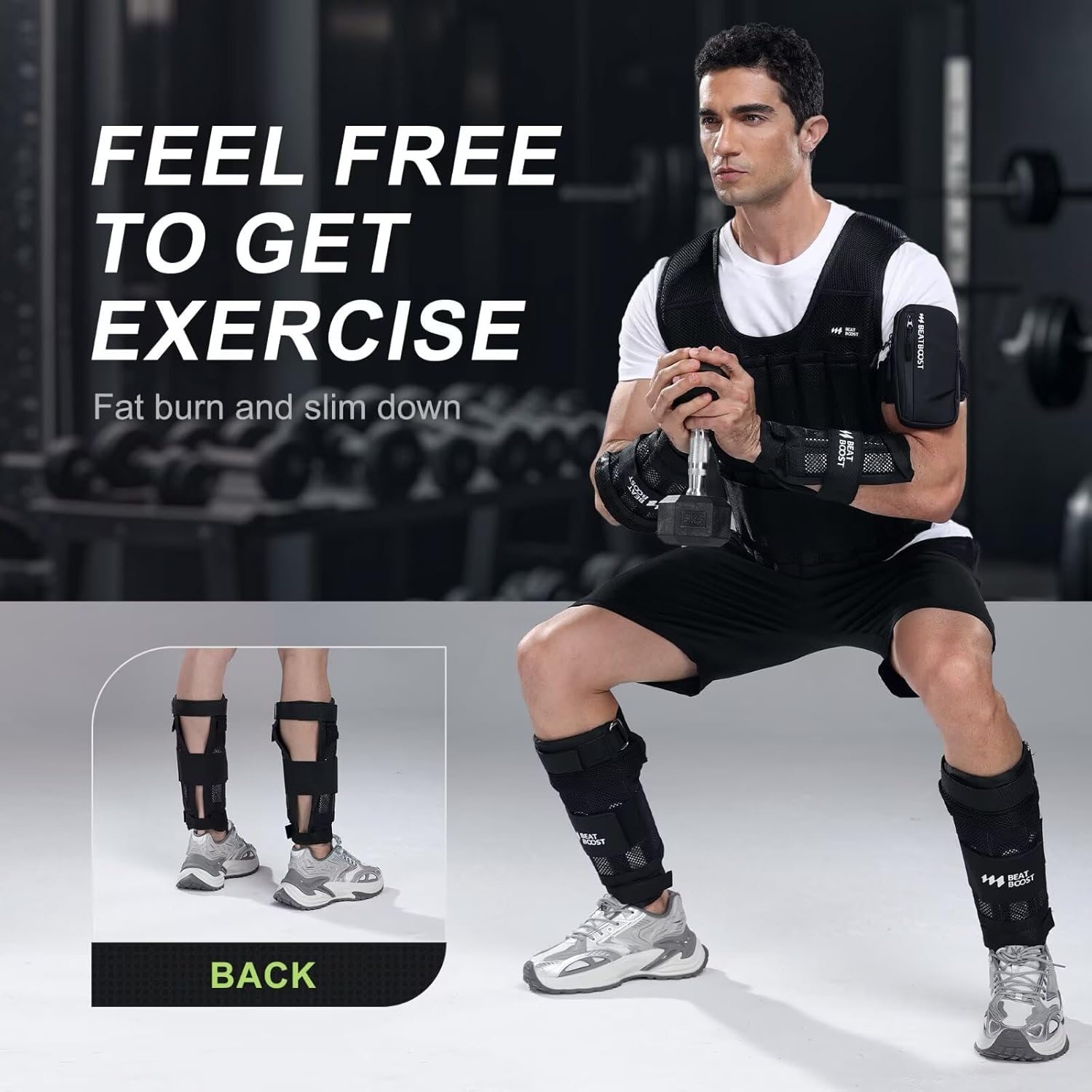 Compact adjustable weights for aerobic and strength training