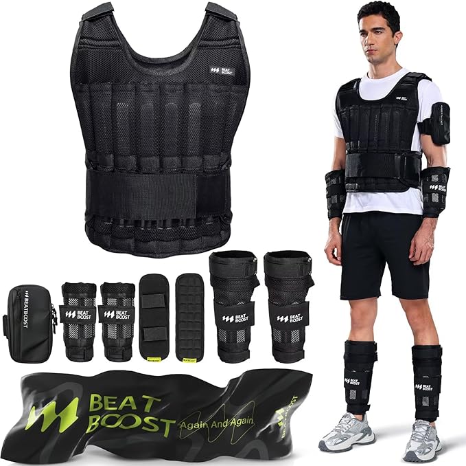 black weight vest for strength and cardio training