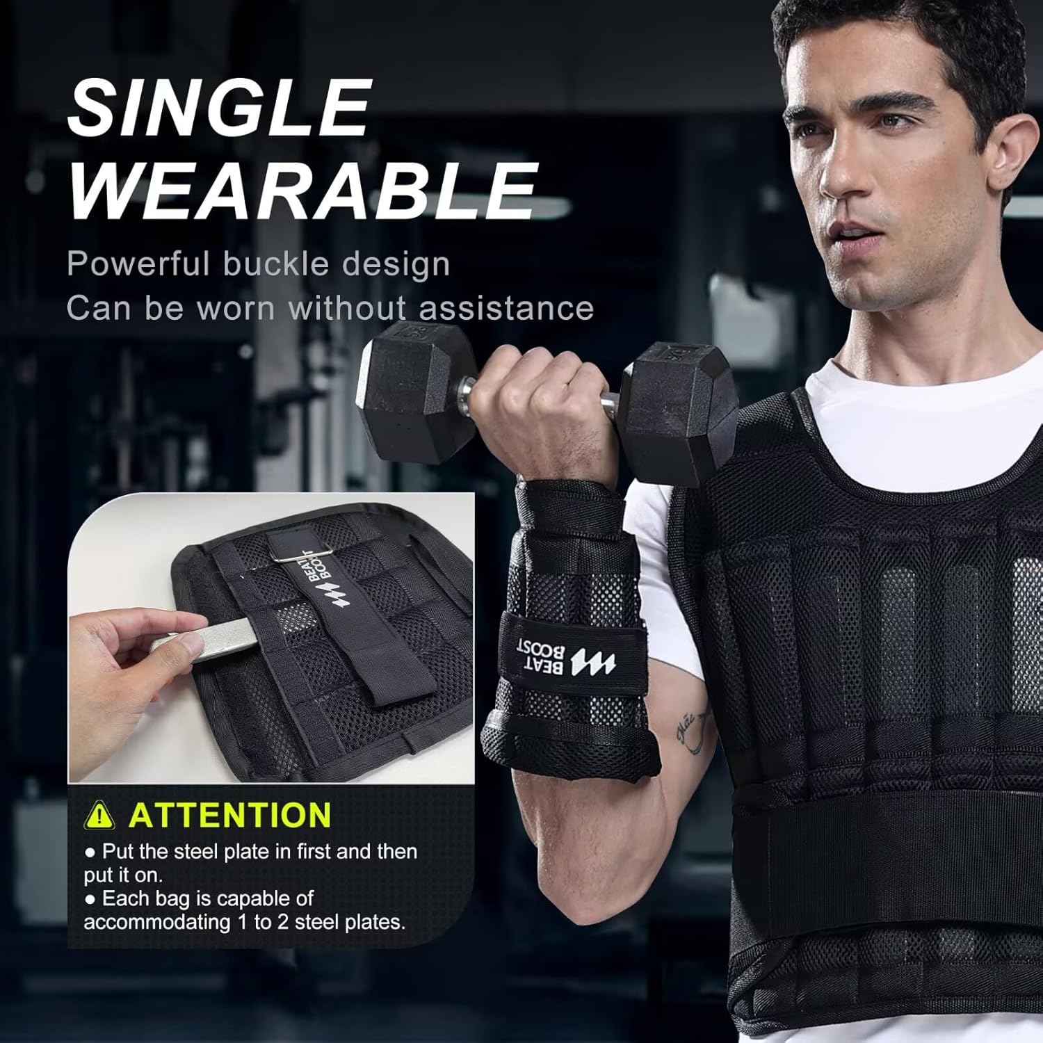 Black weighted bands with steel plates for arms and legs