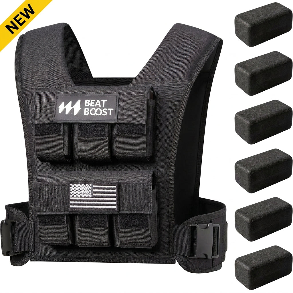 Beatboost Adjustable Weighted Vest Removable Steel Plates 20-50LB