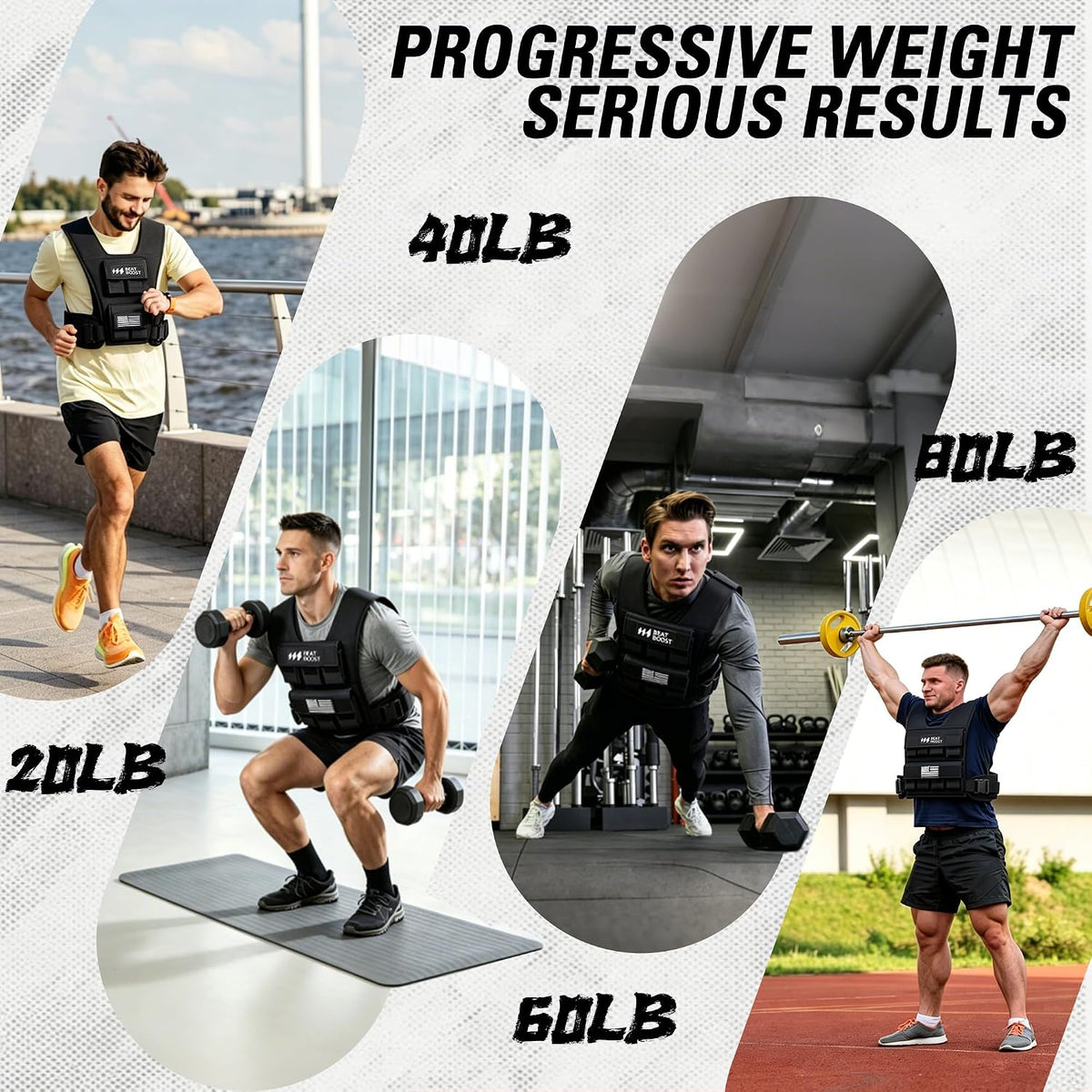 Black weighted vest on a runner for progressive weight training