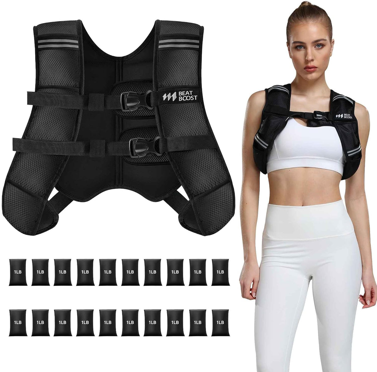 BeatBoost Adjustable Weighted Vest for Men Women, 5-30lb