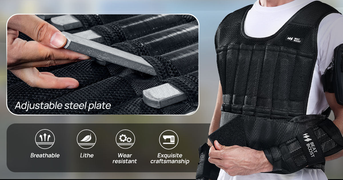 BEATBOOST Weighted Vest with Steel Plates(Adjustable)