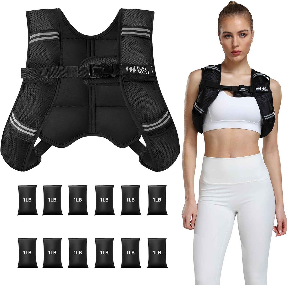 BeatBoost Adjustable Weighted Vest for Men Women, 5-30lb