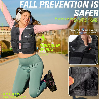 Woman performing bodyweight training with weighted vest