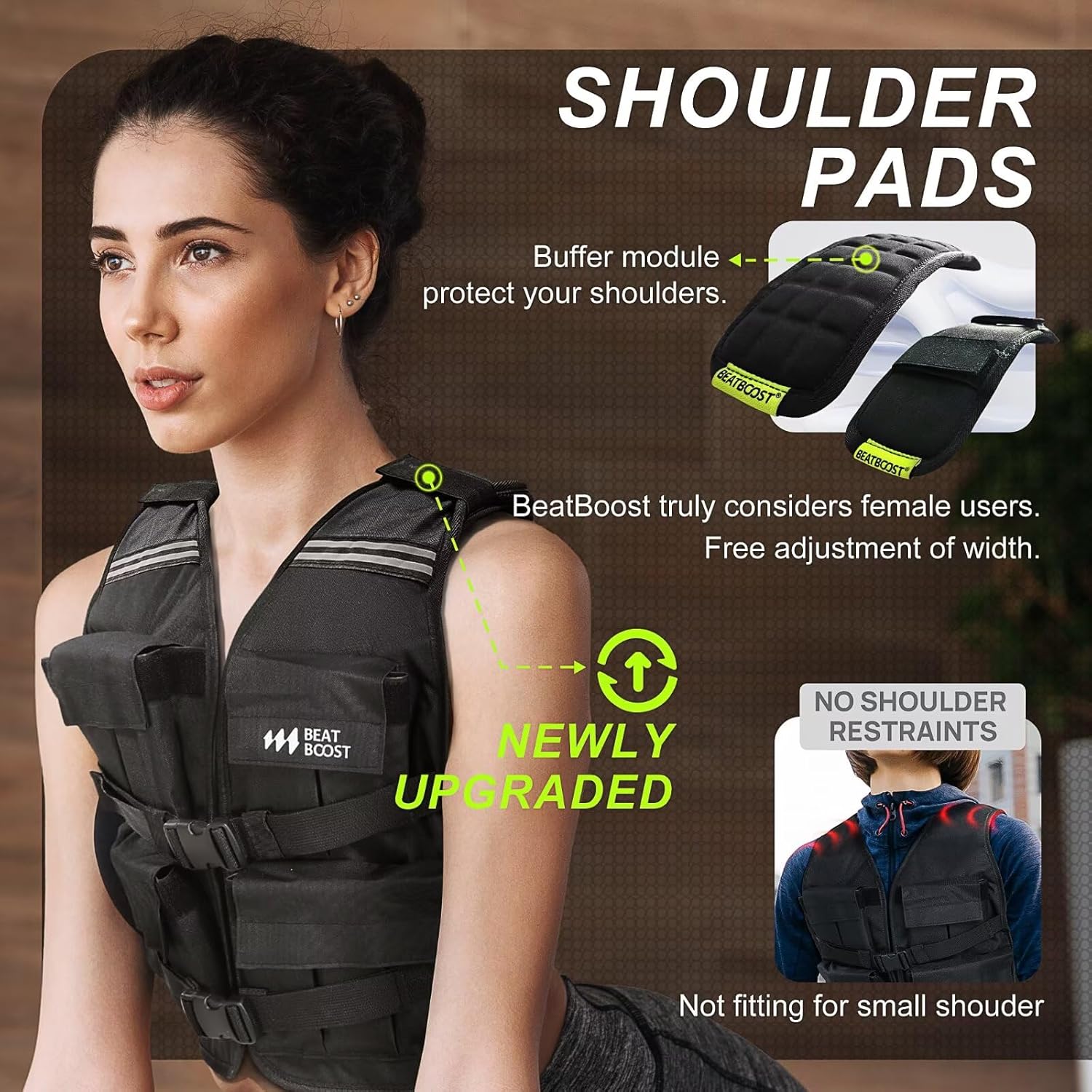 Adjustable shoulder straps with reinforced padding