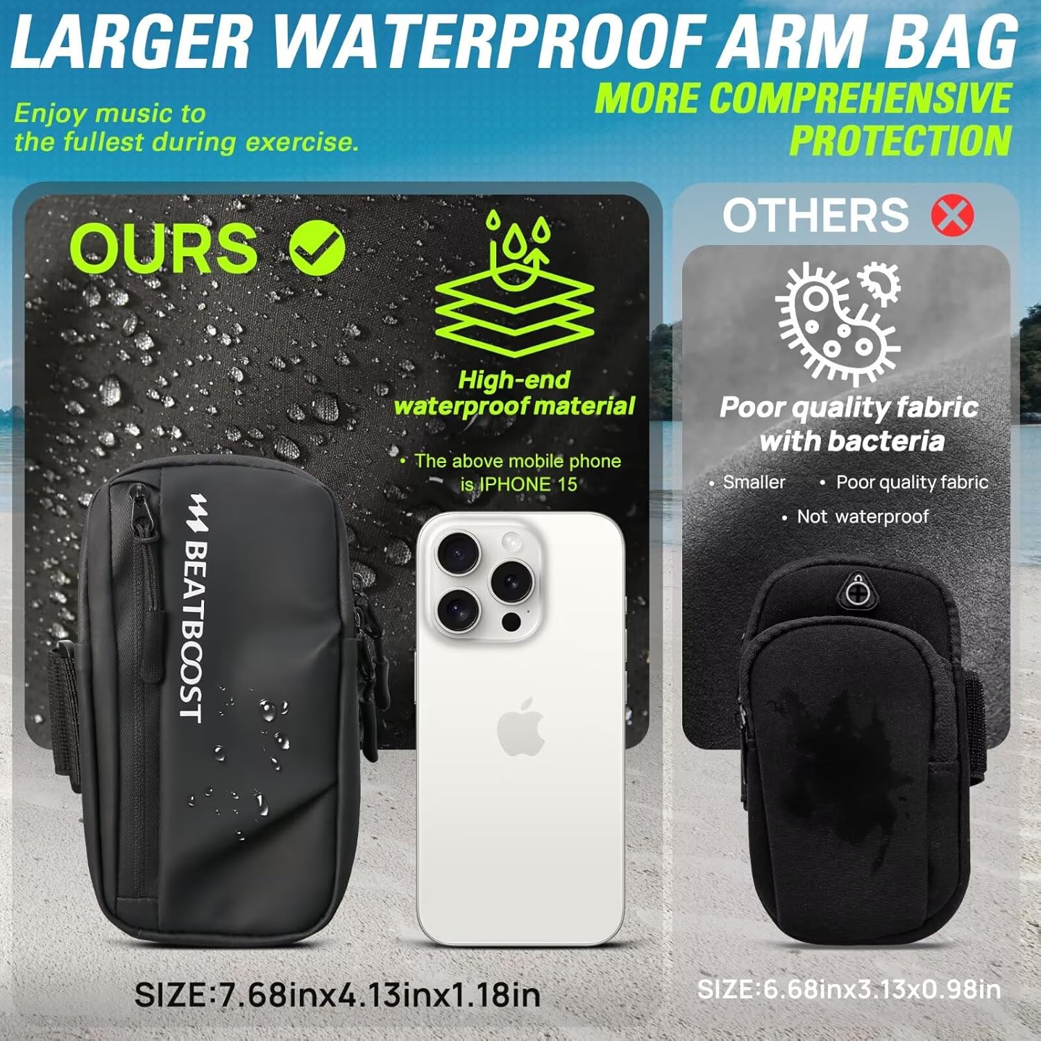 adjustable fitness vest with phone arm pouch