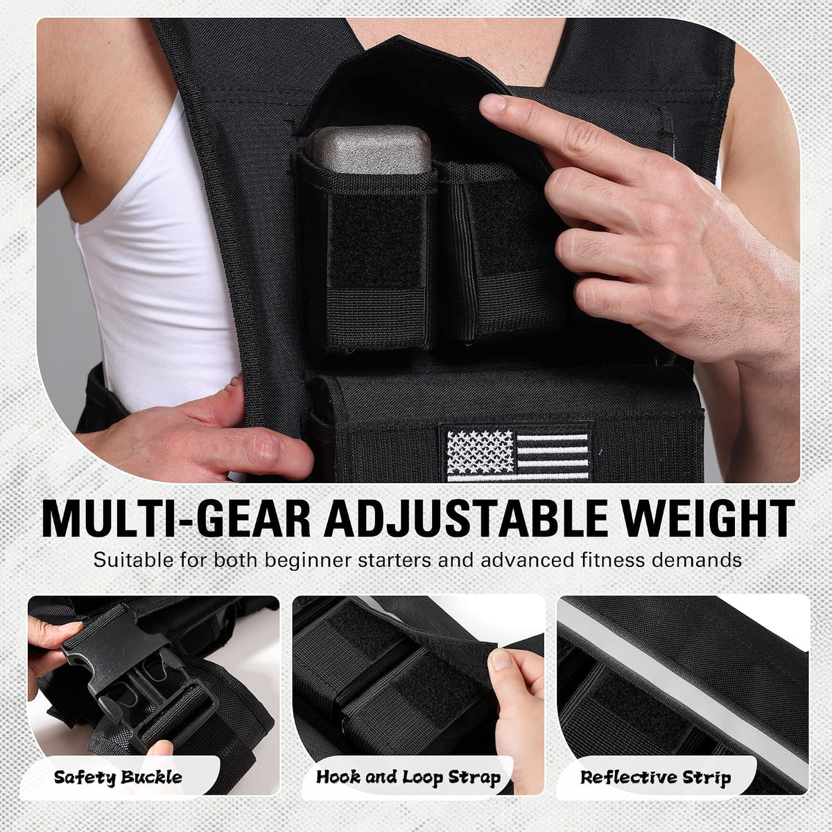 Beatboost Adjustable Weighted Vest Removable Steel Plates 20-50LB