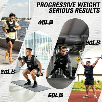 Black weighted vest on a runner for progressive weight training