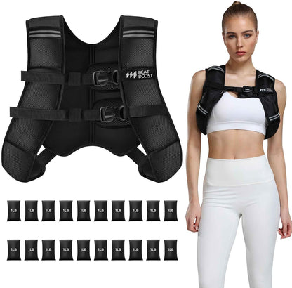 BeatBoost Adjustable Weighted Vest for Men Women, 5-30lb